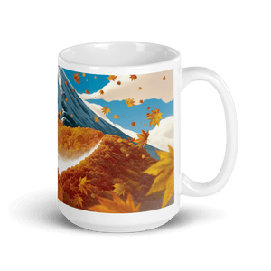 Fallen Leaves Mountain Pass White Glossy Mug - mug - Cloutropolis