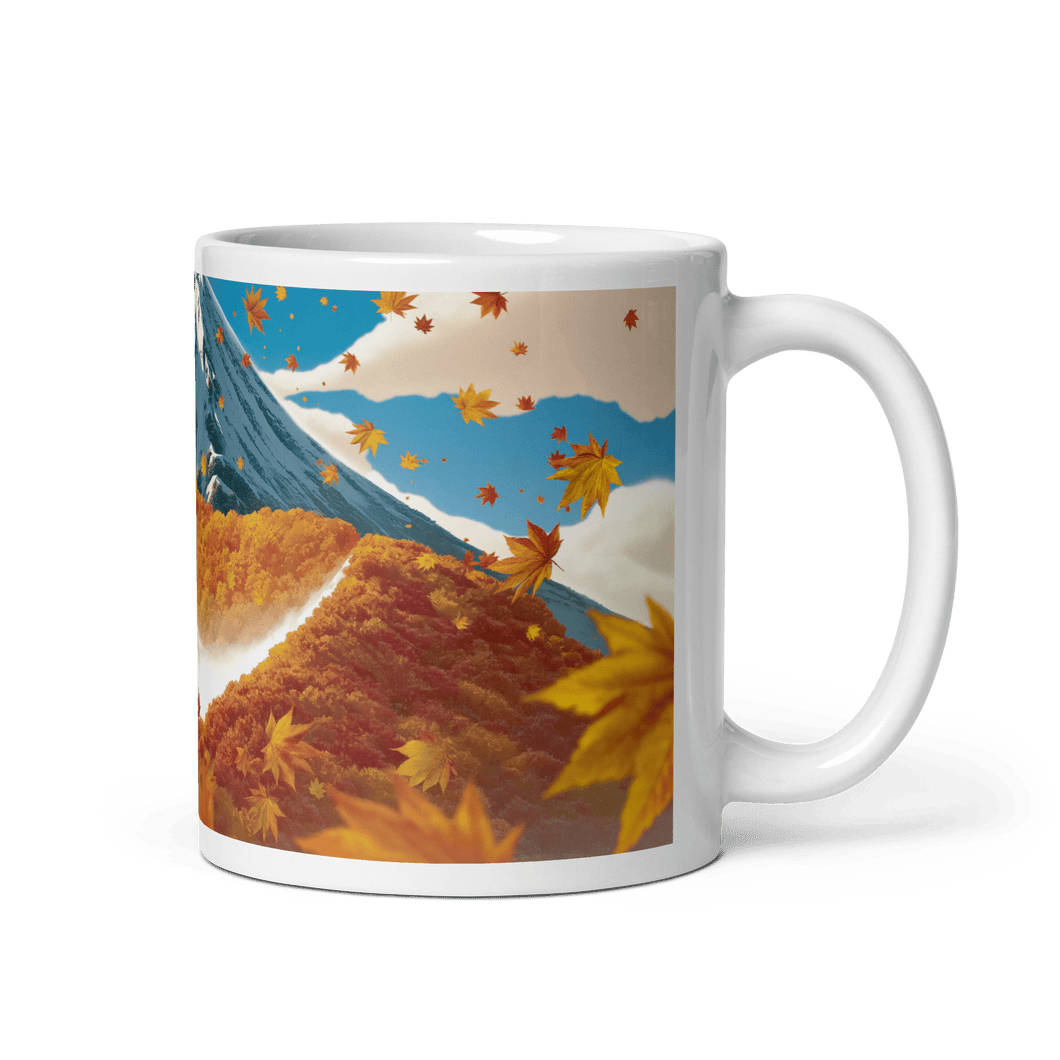 Fallen Leaves Mountain Pass White Glossy Mug - mug - Cloutropolis