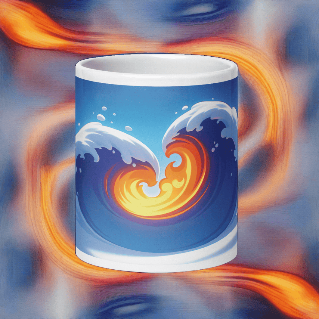 Heart Wave White Glossy Mug - Cups - Cloutropolis