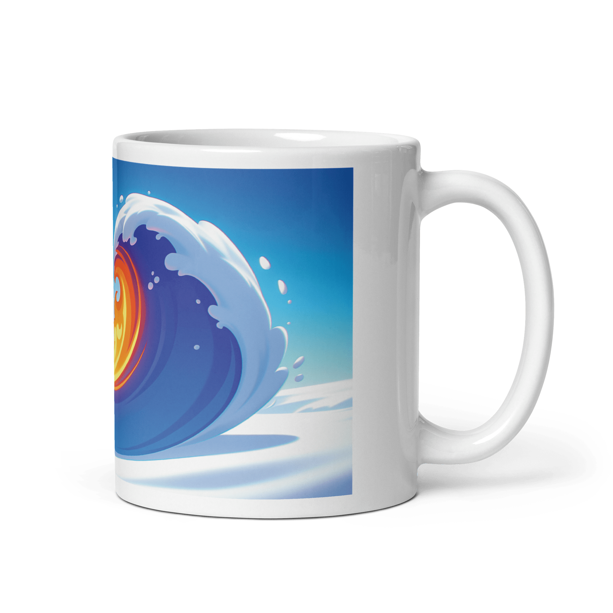 Heart Wave White Glossy Mug - Cups - Cloutropolis