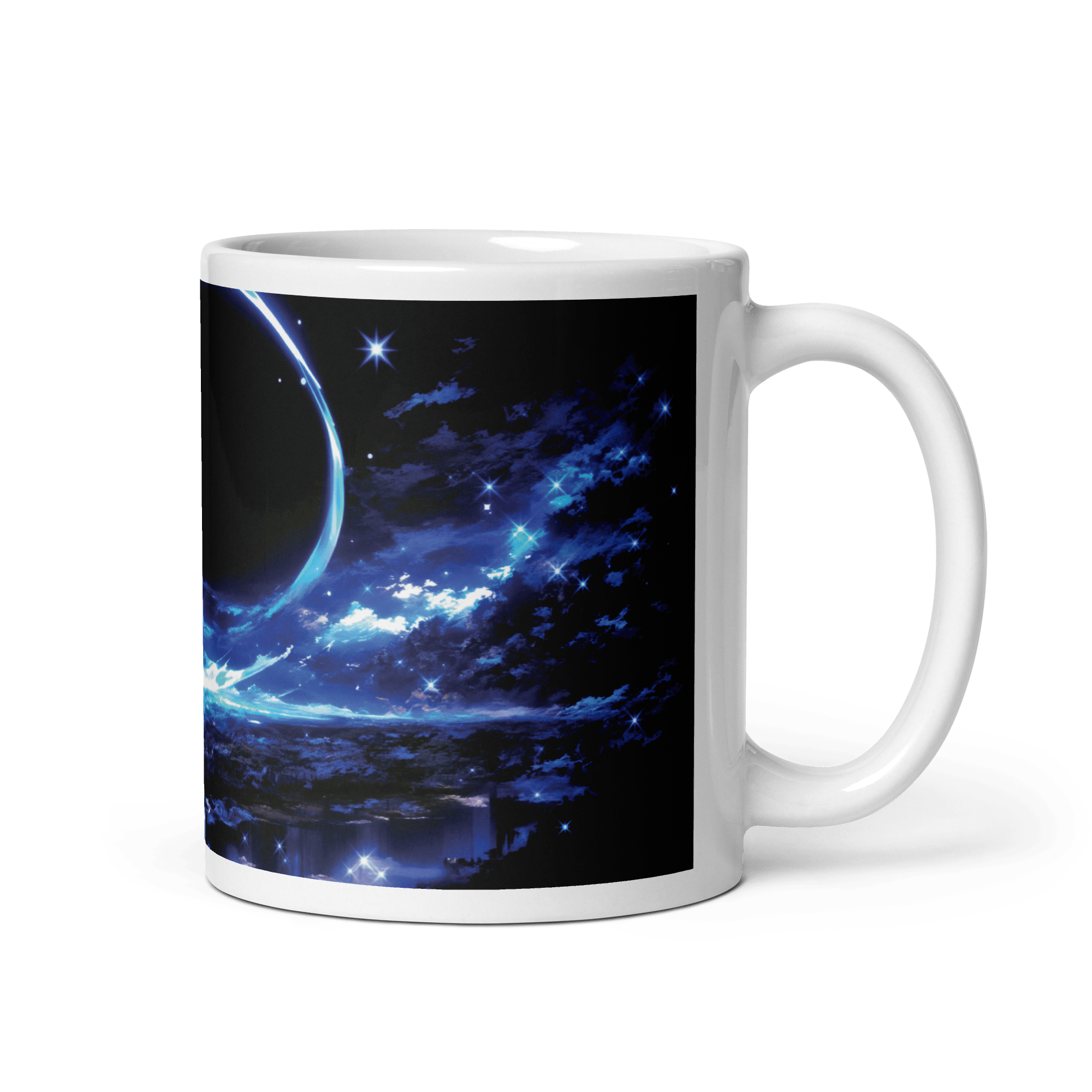 Moon Art: Shadow Crescent White Glossy Mug - mug - Cloutropolis