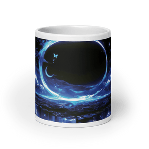 Moon Art: Shadow Crescent White Glossy Mug - mug - Cloutropolis