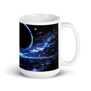 Moon Art: Shadow Crescent White Glossy Mug - mug - Cloutropolis