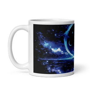 Moon Art: Shadow Crescent White Glossy Mug - mug - Cloutropolis