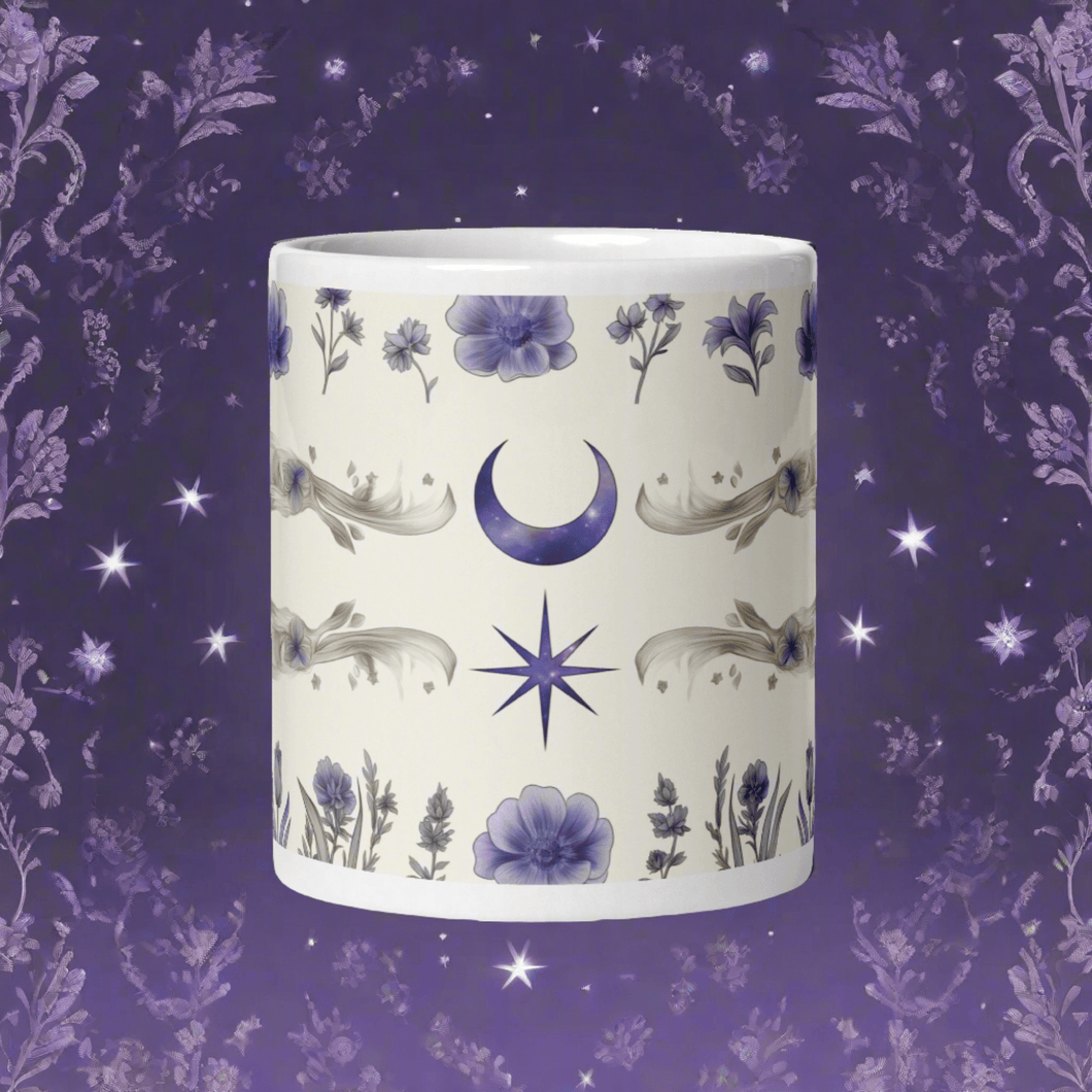 Moon Star Fine White Glossy Mug - mug - Cloutropolis