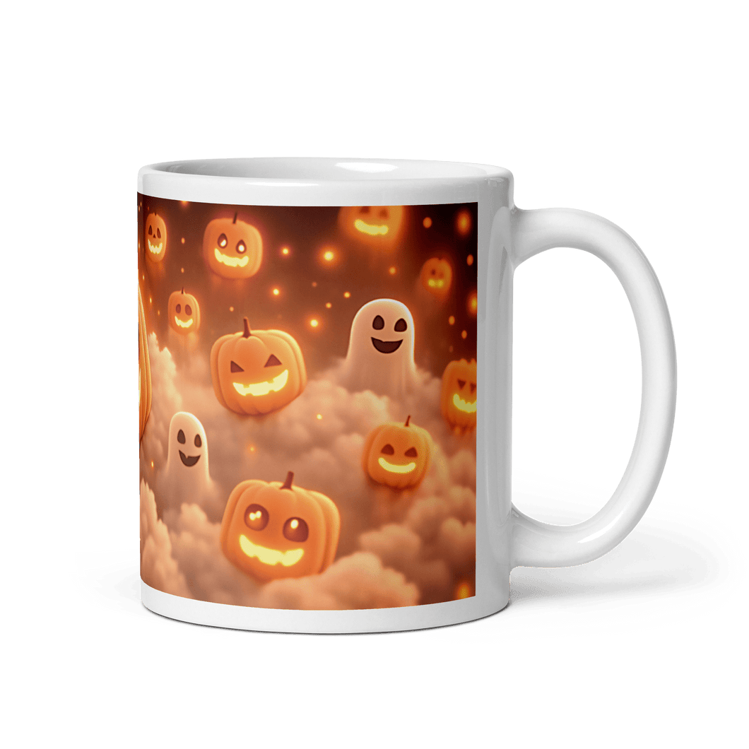 Spooky Pumpkins White Glossy Mug - mug - Cloutropolis