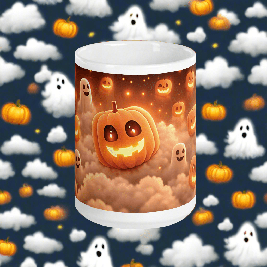 Spooky Pumpkins White Glossy Mug - mug - Cloutropolis