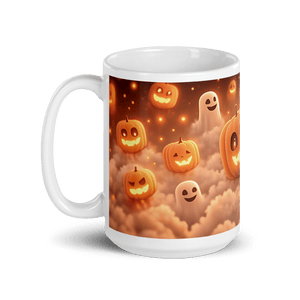 Spooky Pumpkins White Glossy Mug - mug - Cloutropolis