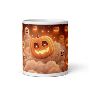 Spooky Pumpkins White Glossy Mug - mug - Cloutropolis