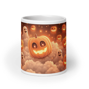 Spooky Pumpkins White Glossy Mug - mug - Cloutropolis