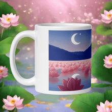 画像をギャラリー ビューアに読み込みます、 Zen: Crescent Moon Lotus White Glossy Mug - Cups - Cloutropolis