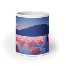 画像をギャラリー ビューアに読み込みます、 Zen: Crescent Moon Lotus White Glossy Mug - Cups - Cloutropolis