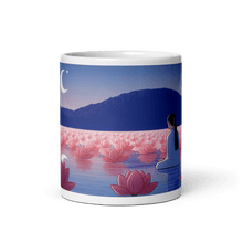 画像をギャラリー ビューアに読み込みます、 Zen: Crescent Moon Lotus White Glossy Mug - Cups - Cloutropolis