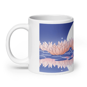 Zen: Full Moon Lotus White Glossy Mug - Cloutropolis