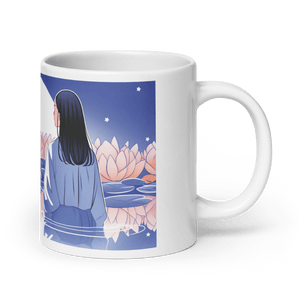 Zen: Full Moon Lotus White Glossy Mug - Cloutropolis