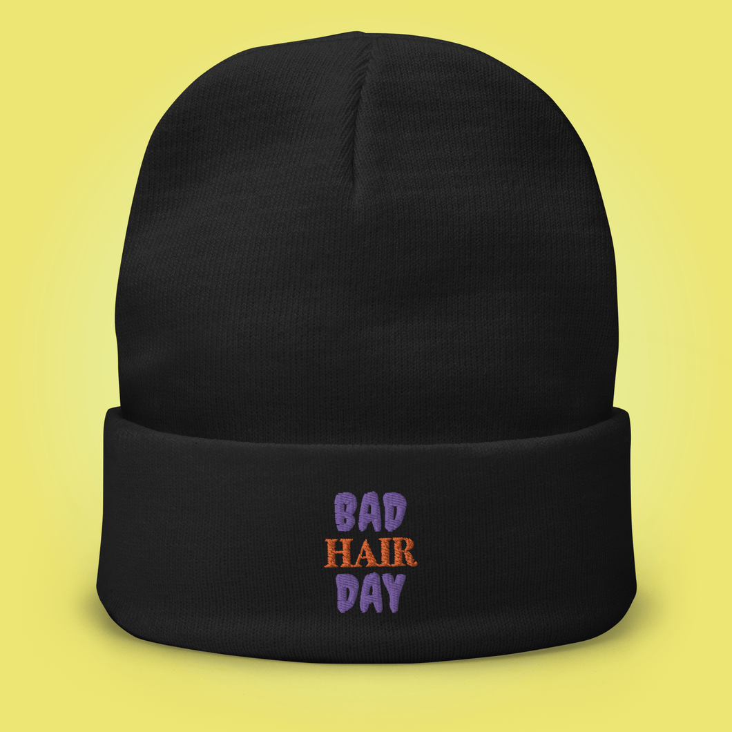 Bad Hair Day Embroidered Beanie - Cloutropolis