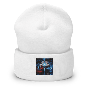 Blue and Red Twins Cuffed Art Beanie - Cloutropolis