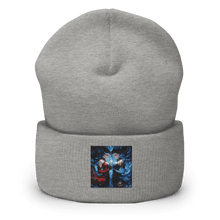 Load image into Gallery viewer, Blue and Red Twins Cuffed Art Beanie - Cloutropolis