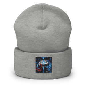 Blue and Red Twins Cuffed Art Beanie - Cloutropolis