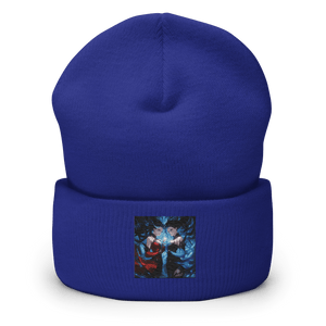 Blue and Red Twins Cuffed Art Beanie - Cloutropolis