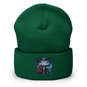 Blue and Red Twins Cuffed Art Beanie - Cloutropolis