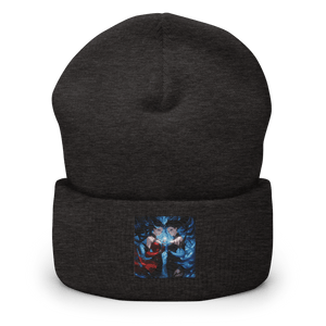 Blue and Red Twins Cuffed Art Beanie - Cloutropolis