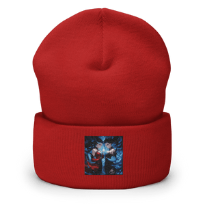 Blue and Red Twins Cuffed Art Beanie - Cloutropolis