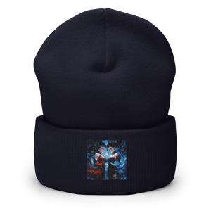 Blue and Red Twins Cuffed Art Beanie - Cloutropolis