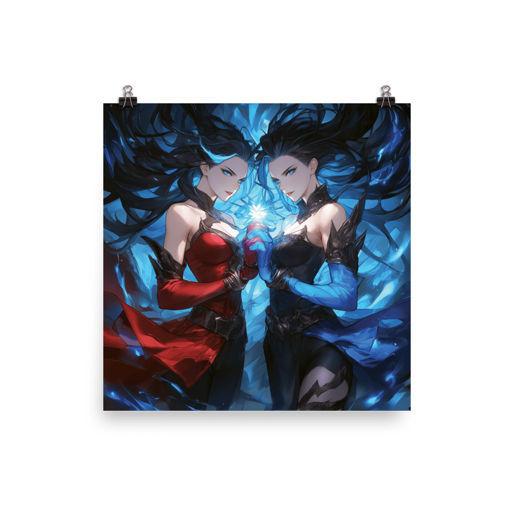 Blue and Red Twins Poster - Cloutropolis