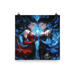 Blue and Red Twins Poster - Cloutropolis