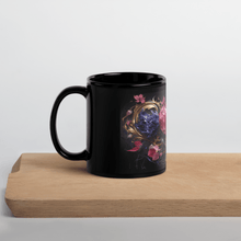 Cargar imagen en el visor de la galería, Four Flowers Black Glossy Mug - Cups - Cloutropolis