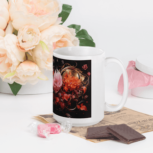 Four Flowers White Glossy Mug - Cups - Cloutropolis