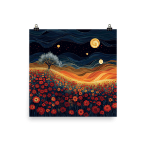 Waves of Red Bloom Poster - Cloutropolis